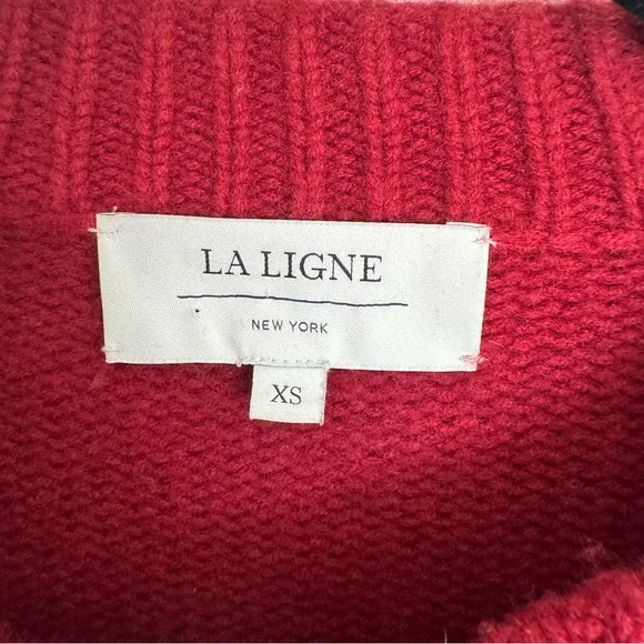 La Ligne BURGUNDY/LIGHT BLUE Cashmere Blend Mini Marin Sweater - Picture 8 of 14